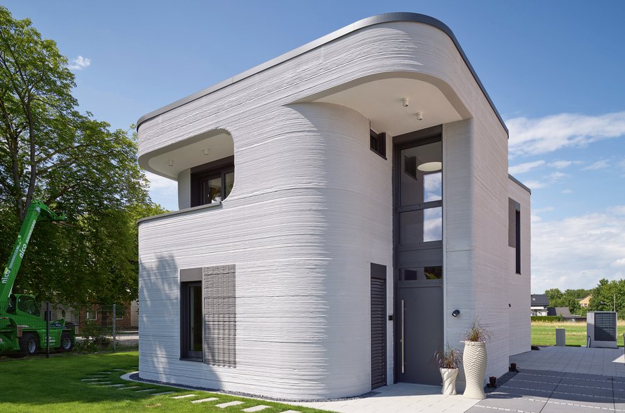 Außenfassade des 3D-Druck-Hauses in Deutschland
