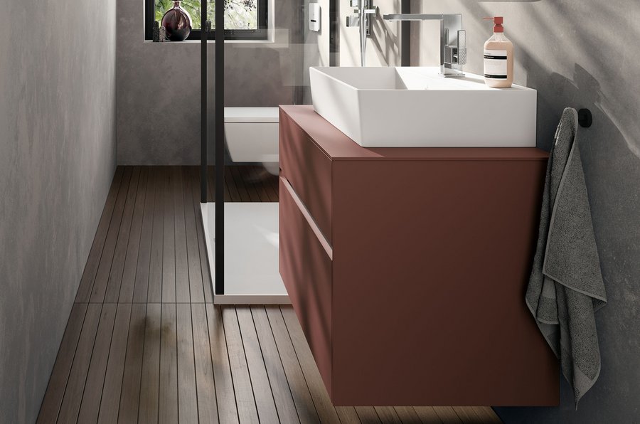 Oberflächen mit neuen, natürlichen Farben für Corallo und Subway 3.0 von Villeroy & Boch: hier Mattrot Wine Red