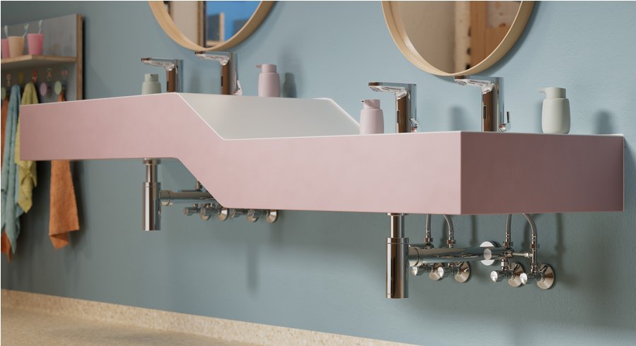 Schell Eckventil.Thermostat mit Verbrühungsschutz - hier in einer Kita