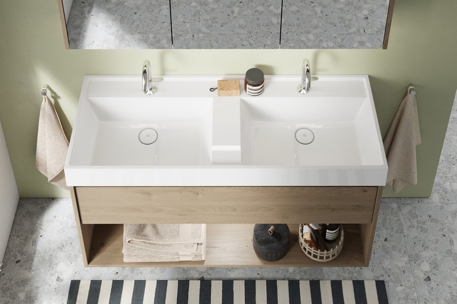 Doppelwaschtisch der Badmöbelserie Devio von burgbad