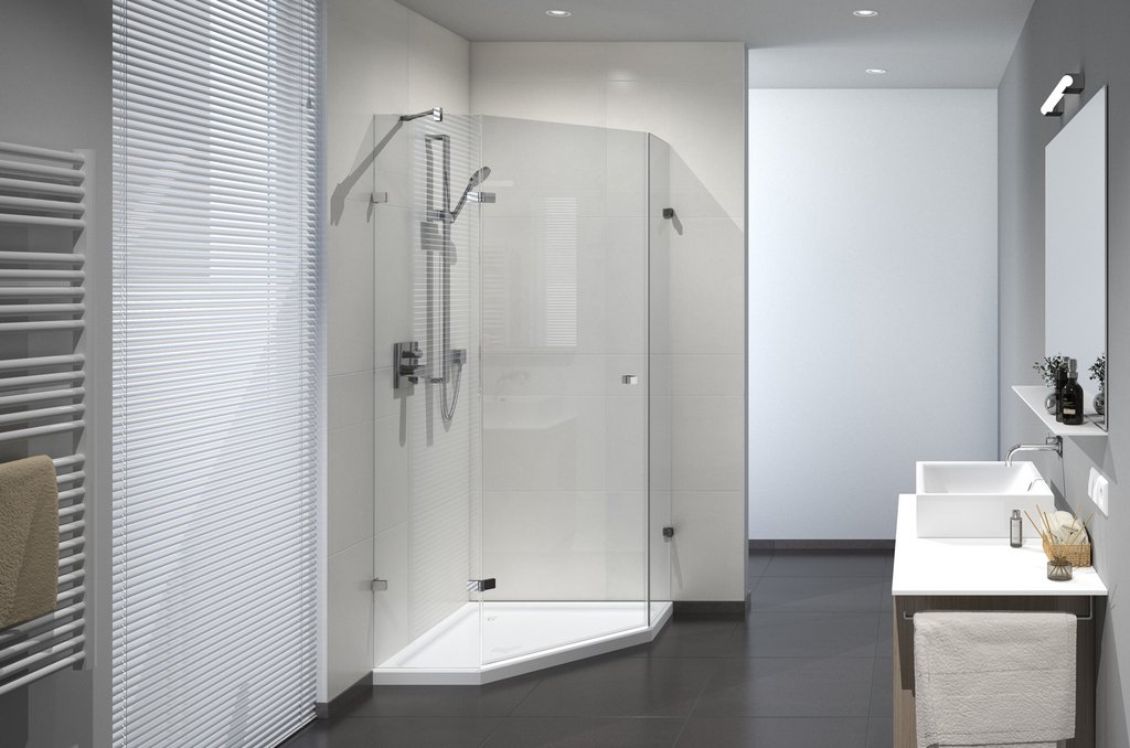 Fünfeckdusche der Serie Frederike von Glassdouche