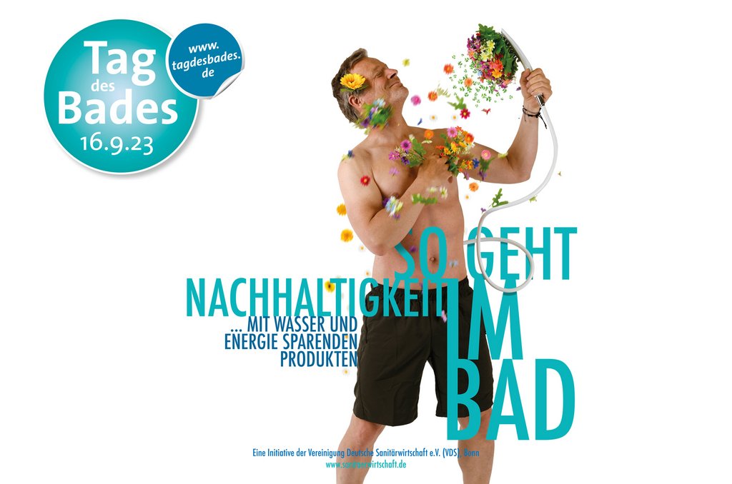 Poster zum Tag des Bades 2023 mit dem Motto: So geht Nachhahltigkit im Bad