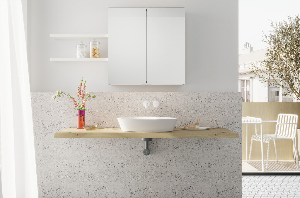 Siphon burgbad cleanFlow unter einer Konsole