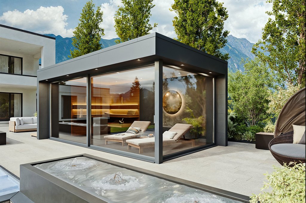 Das neue gläserne Design-Saunahaus von Westerhoff