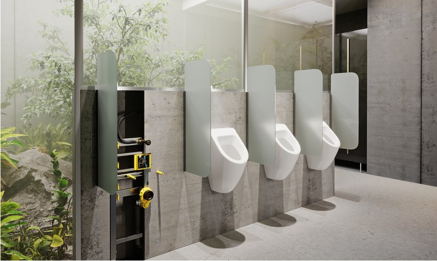Verdeckte, berührungslose Urinal-Spülauslösung von Viega Verdeckte, berührungslose Urinal-Spülauslösung von Viega