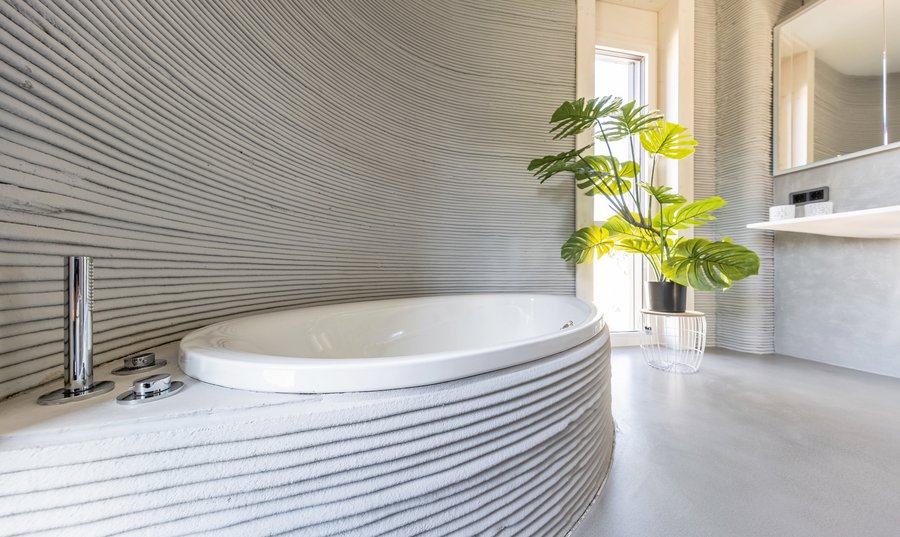 Maßanfertigung im Badezimmer des ersten 3D-Druck Hauses in Deutschland Maßanfertigung im Badezimmer des ersten 3D-Druck Hauses in Deutschland