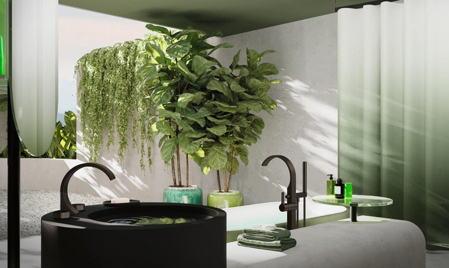 Oasis-Bad von Dornbracht mit Cyo-Armatur Oasis-Bad von Dornbracht mit Cyo-Armatur