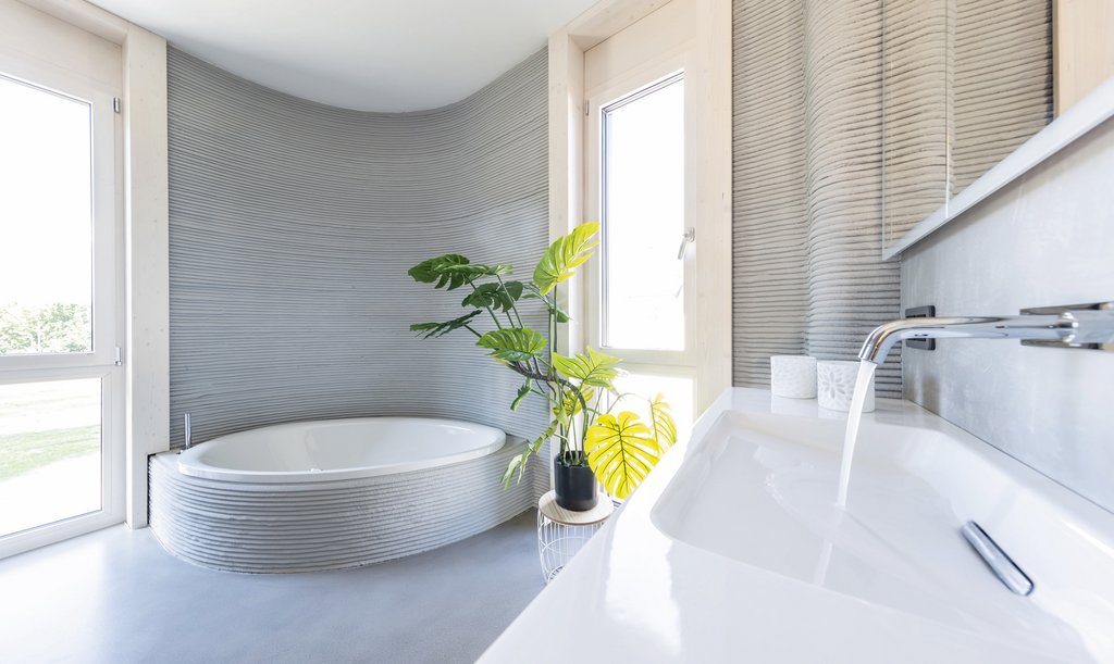 Badeszimmer des 3D-Druck-Hauses in Deutschland Badeszimmer des 3D-Druck-Hauses in Deutschland