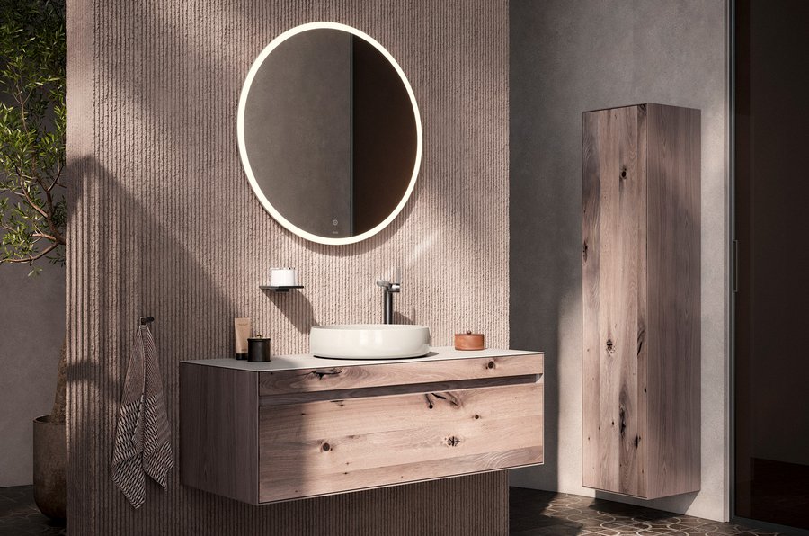 Waschtisch der Kollektion Edition Lignatur Art von Keuco und Team 7 in Wild White Oak