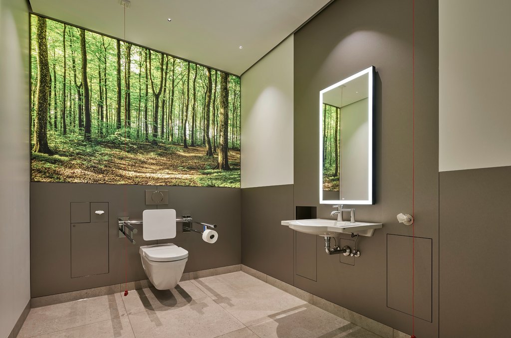 LED-Displays in den halb-öffentlichen Toiletten im B-Wohnen von Brillux LED-Displays in den halb-öffentlichen Toiletten im B-Wohnen von Brillux