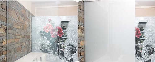 Smart Glas auf Knopfdruck undurchsichtig . Pop up my Bathroom