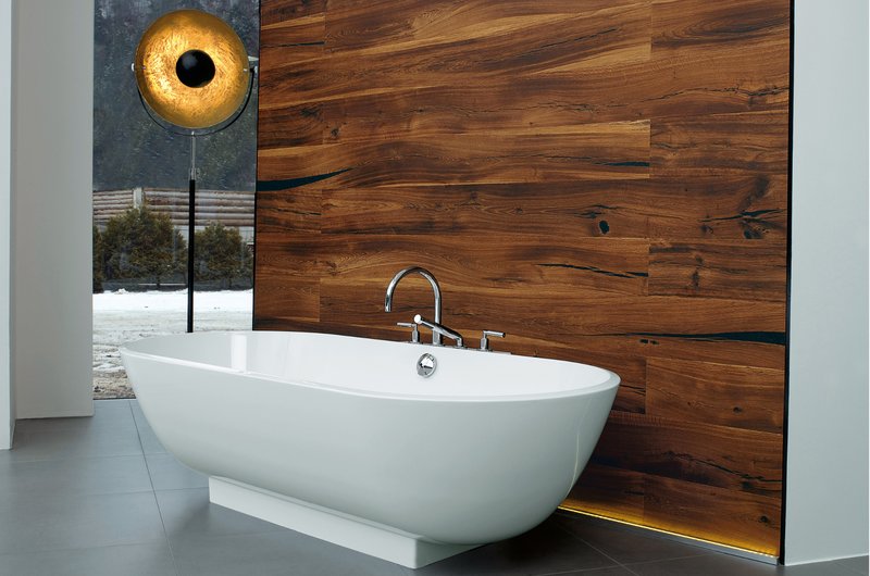 Auch für die Wand - Holz im Bad