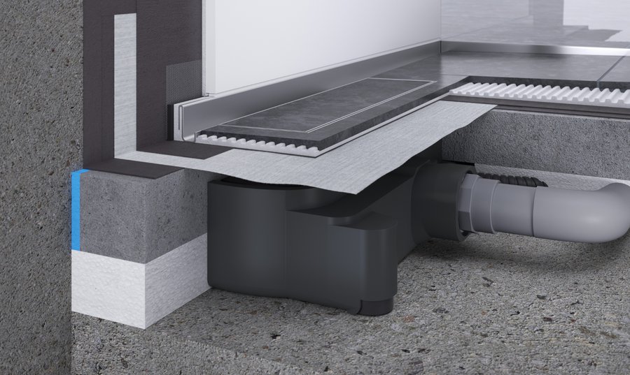 Plancofix Connect mit Dallmer-Duschrinne CeraWall Connect
