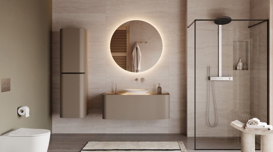 Kollektion New Gala von VitrA mit beleuchtetem Aufsatzwaschbecken