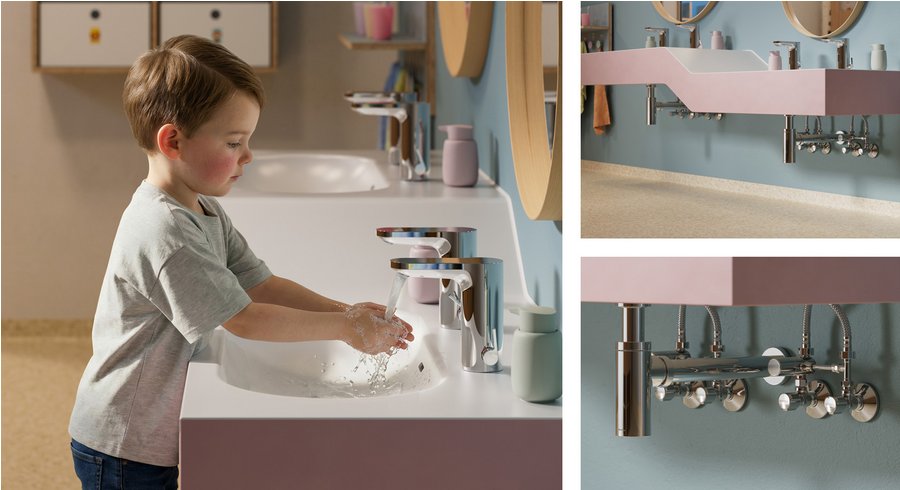 Schell Eckventil.Thermostat mit Verbrühungsschutz - hier in einer Kita